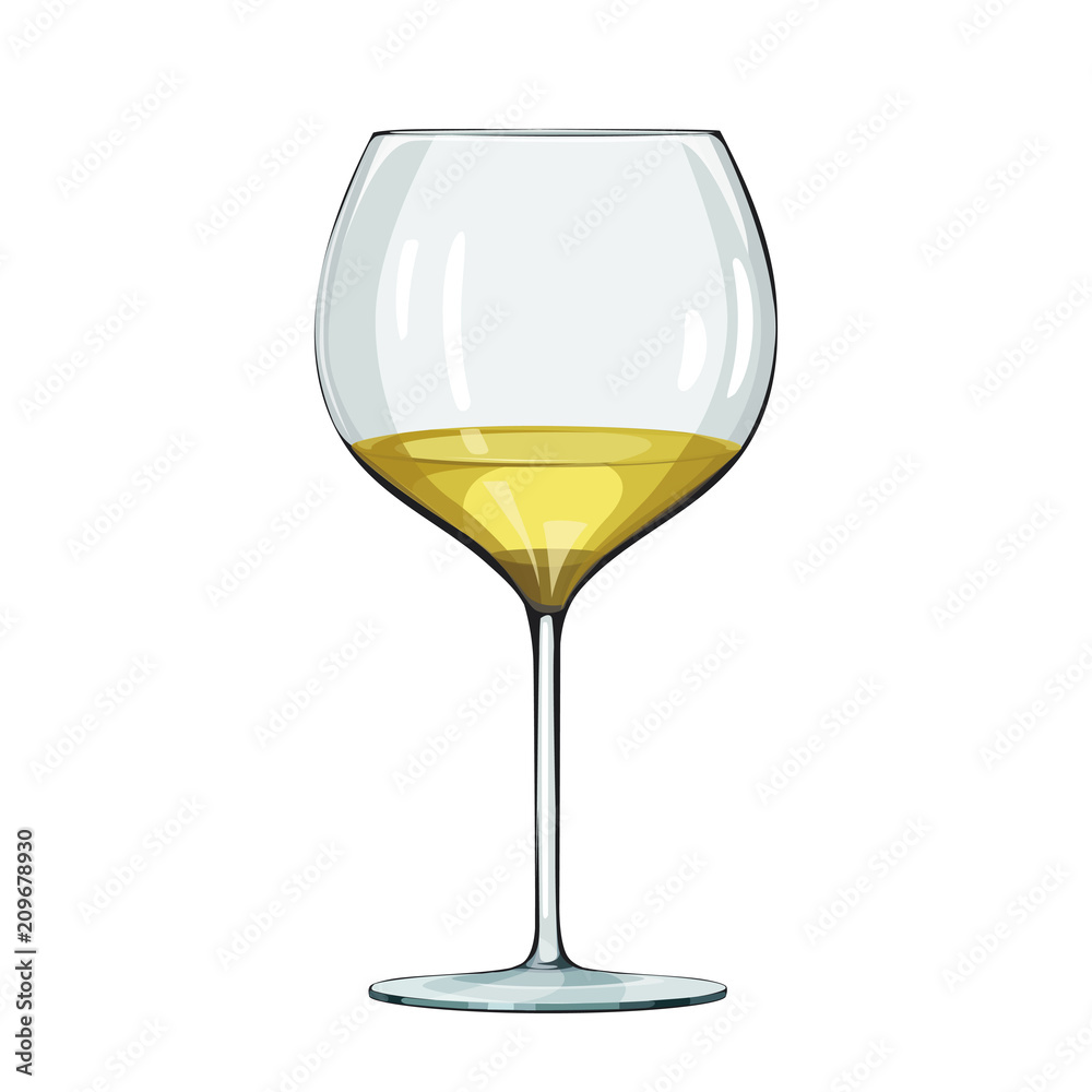 Glass of white wine. Vector illustration on white. Glass of white wine. Vector illustration on white.