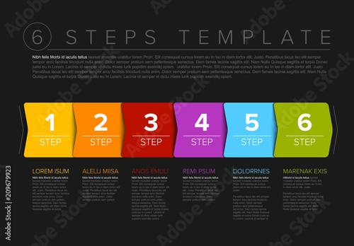 Vector progress six steps template
