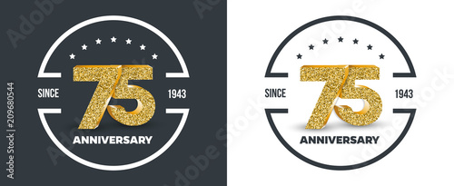 75th Anniversary logo on dark and white background. 75-year anniversary banners. Vector illustration. photo