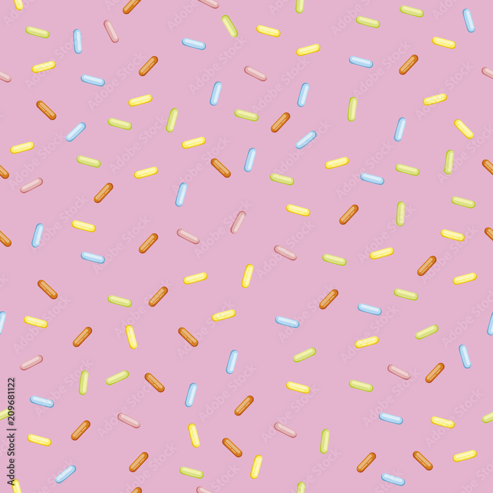 Seamless Modern Vector Confetti. Background Pattern. Covering confectionery. confetti on pink background. colored caramel, lollipops. multicolored sticks. Memphis Pattern. decoration. Holiday Texture Seamless Modern Vector Confetti. Background Pattern. Covering confectionery. confetti on pink background. colored caramel, lollipops. multicolored sticks. Memphis Pattern. decoration. Holiday Texture