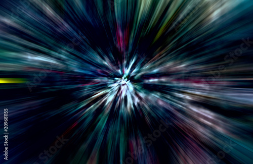 Acceleration speed motion, Light and stripes moving fast over dark background