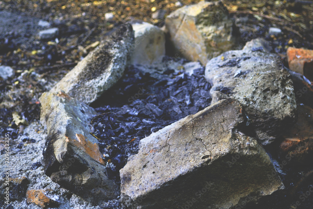 extinguished fire, ashes, fire, dust, burned wood,   nature, stone, rock, rocks, landscape, forest, spring, mountain, brook, cascade, summer, beautiful, natural, blue, stones,