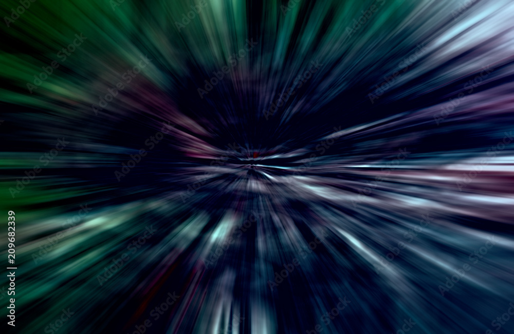 Acceleration speed motion, Light and stripes moving fast over dark background