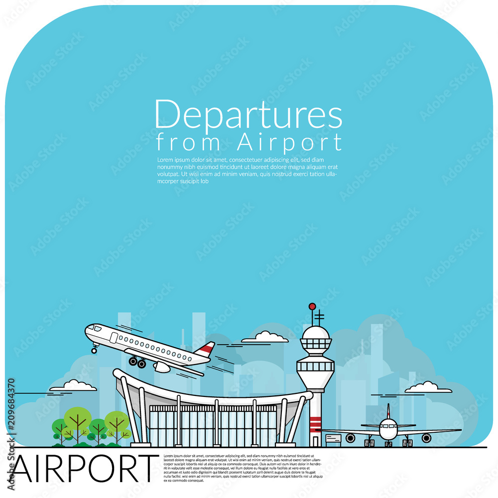 simple vector illustration of airplane take off for departures from ...
