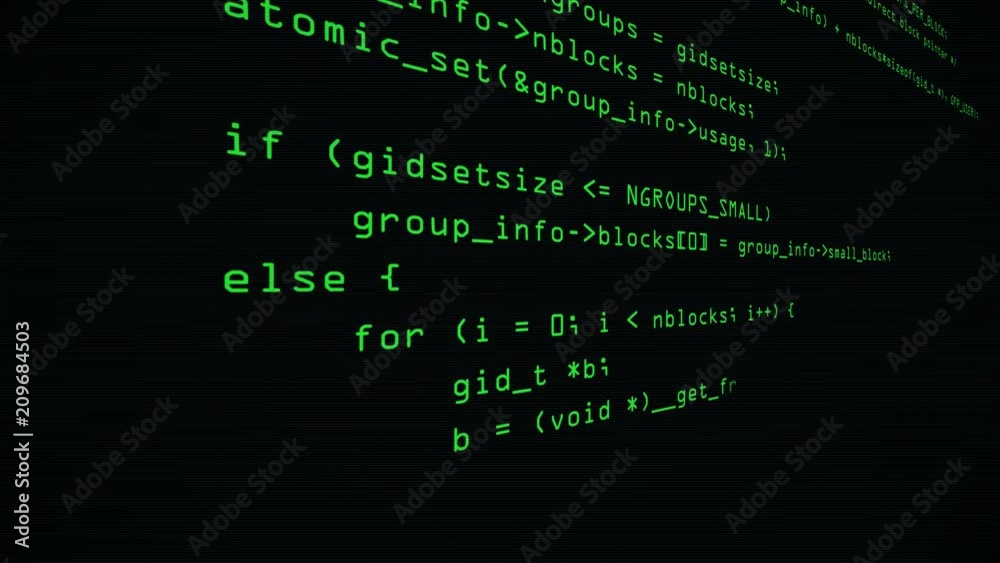 Side view of hacker code running down in computer screen terminal. Display of process of hacker breaching net security. Side view of hacker code running down in computer screen terminal. Display of process of hacker breaching net security.