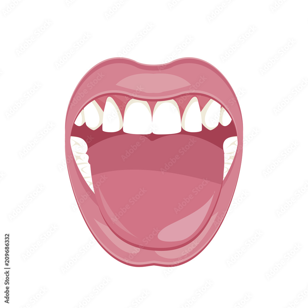 White teeth and Pink shiny lips. Hollywood smile. vector illustration. tongue stuck White teeth and Pink shiny lips. Hollywood smile. vector illustration. tongue stuck