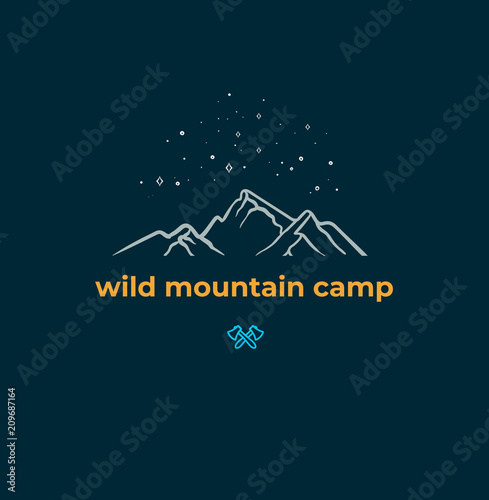 Wild Mountain Camping linear Badge