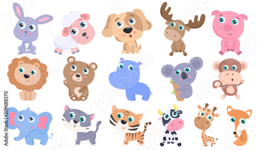 Cute animals set.