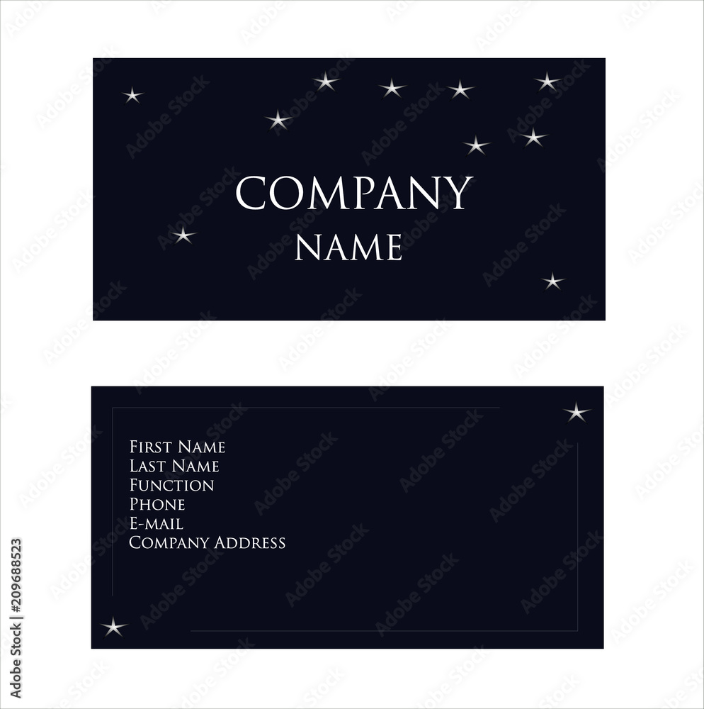 Business card with universe/constellation background