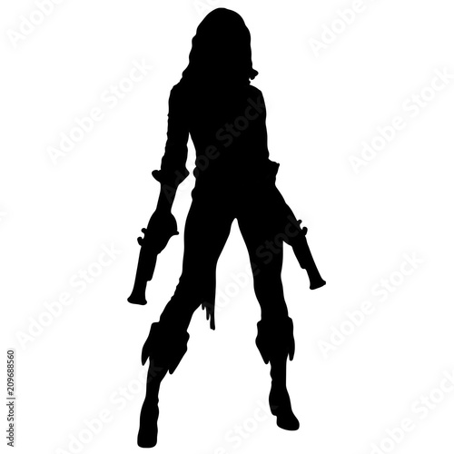 Pirat girl silhouette with pistol