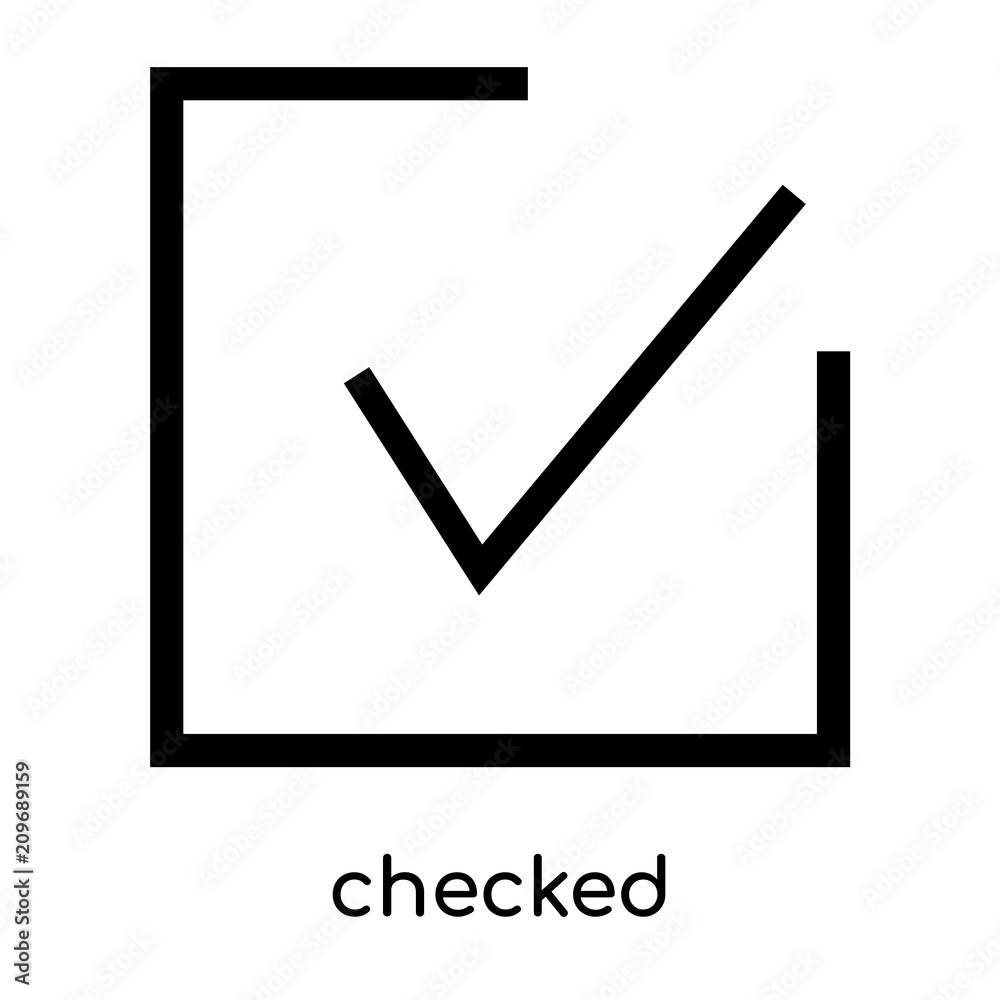 checked icon vector sign and symbol isolated on white background, checked logo concept, outline symbol, linear sign checked icon vector sign and symbol isolated on white background, checked logo concept, outline symbol, linear sign