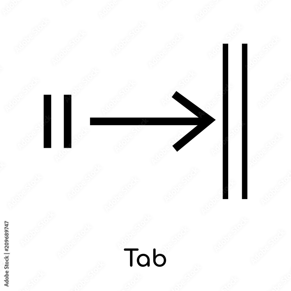 Tab icon vector sign and symbol isolated on white background, Tab logo concept, outline symbol, linear sign Tab icon vector sign and symbol isolated on white background, Tab logo concept, outline symbol, linear sign