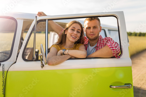 Young couple out on a road trip 
