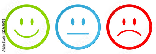 3 Mood Faces Green/Blue/Red