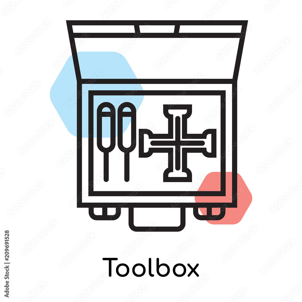 Toolbox icon vector sign and symbol isolated on white background, Toolbox logo concept, outline symbol, linear sign Toolbox icon vector sign and symbol isolated on white background, Toolbox logo concept, outline symbol, linear sign