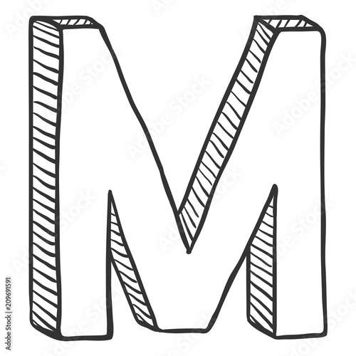 Fototapeta Naklejka Na Ścianę i Meble -  Vector Single Doodle Sketch Illustration - The Letter M