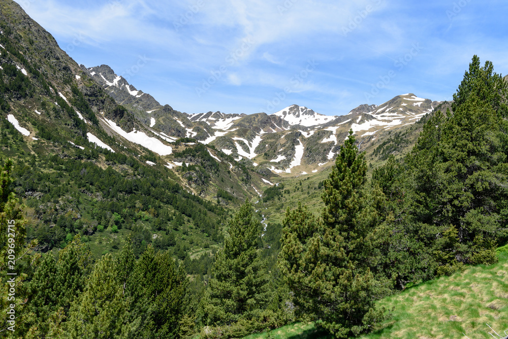 Sunny day in the mountains in Andorra 