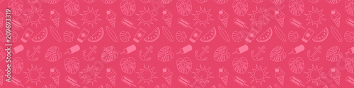Summer header with funny doodles and copyspace. Vector.
