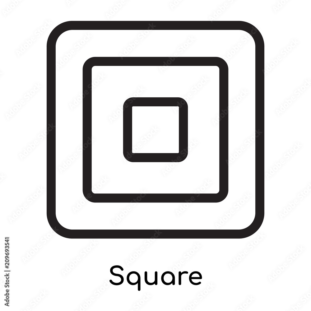 Square icon vector sign and symbol isolated on white background, Square logo concept, outline symbol, linear sign Square icon vector sign and symbol isolated on white background, Square logo concept, outline symbol, linear sign