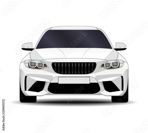 realistic car. sport coupe. front view.