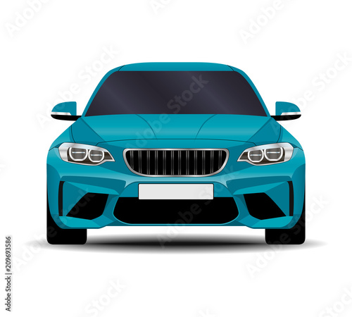 realistic car. sport coupe. front view.