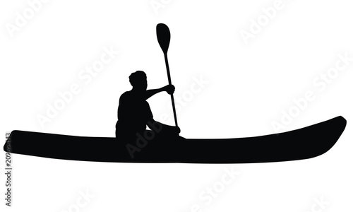 Long kayak isolated  silhouette
