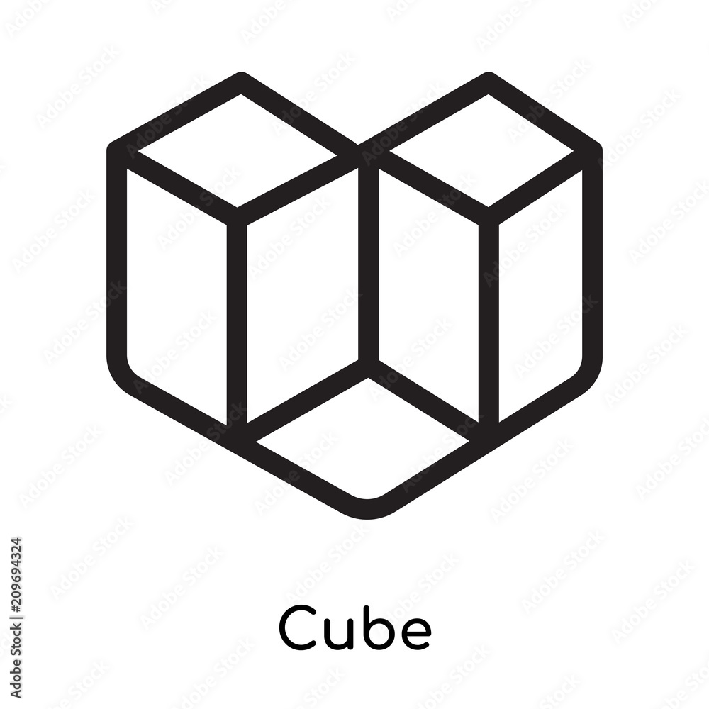 Cube icon vector sign and symbol isolated on white background, Cube logo concept, outline symbol, linear sign Cube icon vector sign and symbol isolated on white background, Cube logo concept, outline symbol, linear sign
