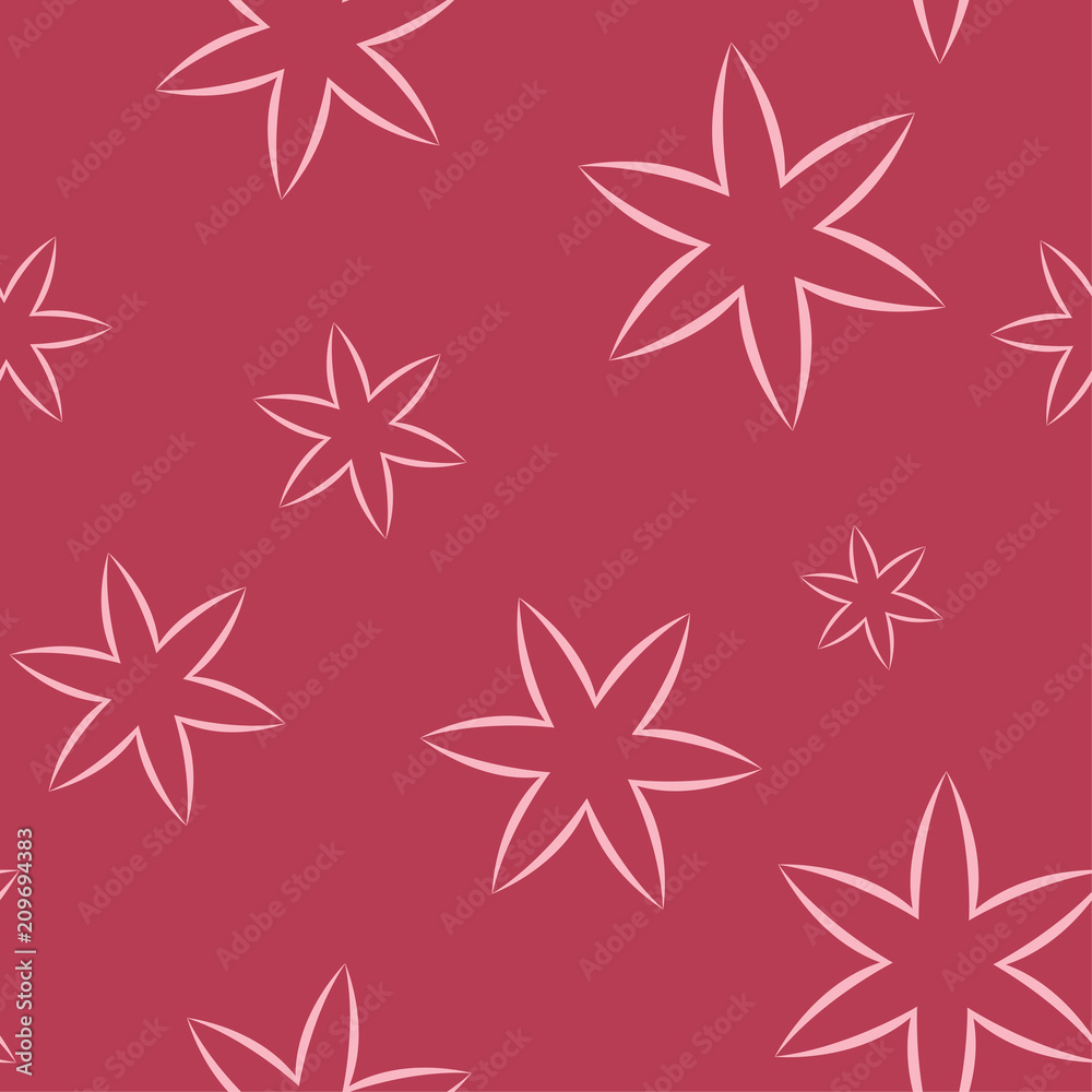 Floral seamless pattern on red background