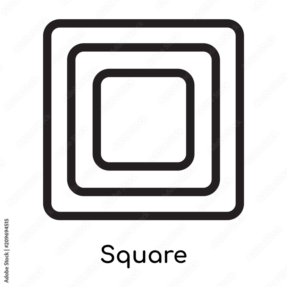 Square icon vector sign and symbol isolated on white background, Square logo concept, outline symbol, linear sign Square icon vector sign and symbol isolated on white background, Square logo concept, outline symbol, linear sign