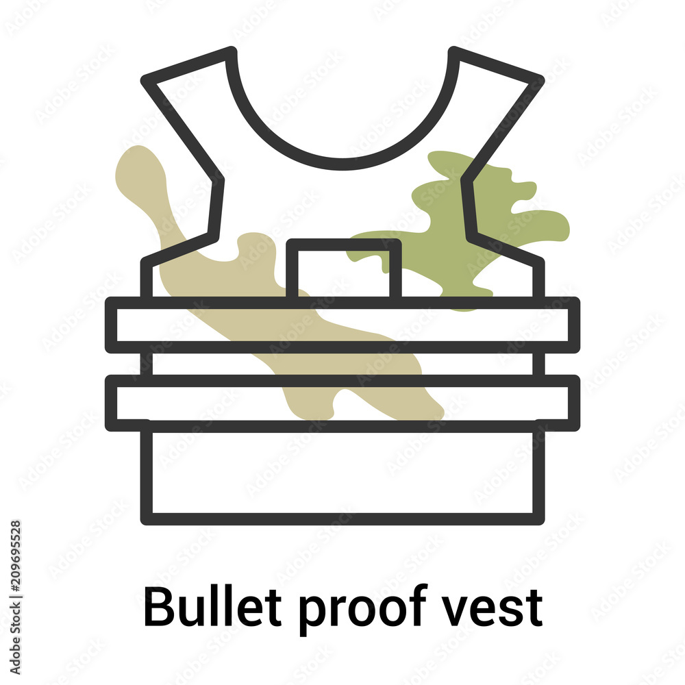 Bullet proof vest icon vector sign and symbol isolated on white background, Bullet proof vest logo concept, outline symbol, linear sign Bullet proof vest icon vector sign and symbol isolated on white background, Bullet proof vest logo concept, outline symbol, linear sign