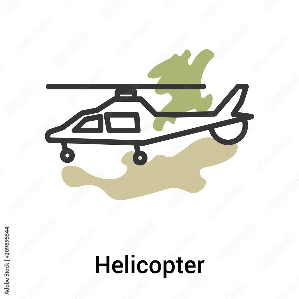 Helicopter icon vector sign and symbol isolated on white background, Helicopter logo concept, outline symbol, linear sign