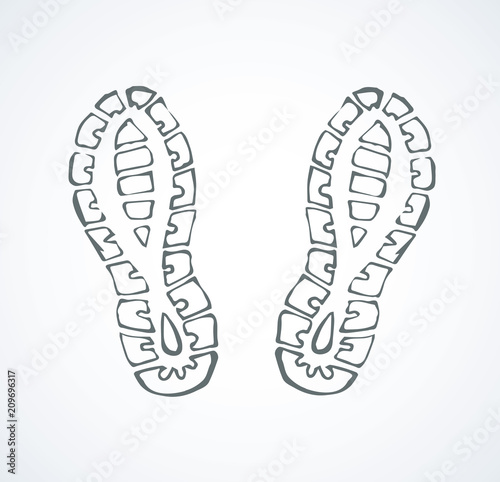 Footprints of shoes. Vector drawing