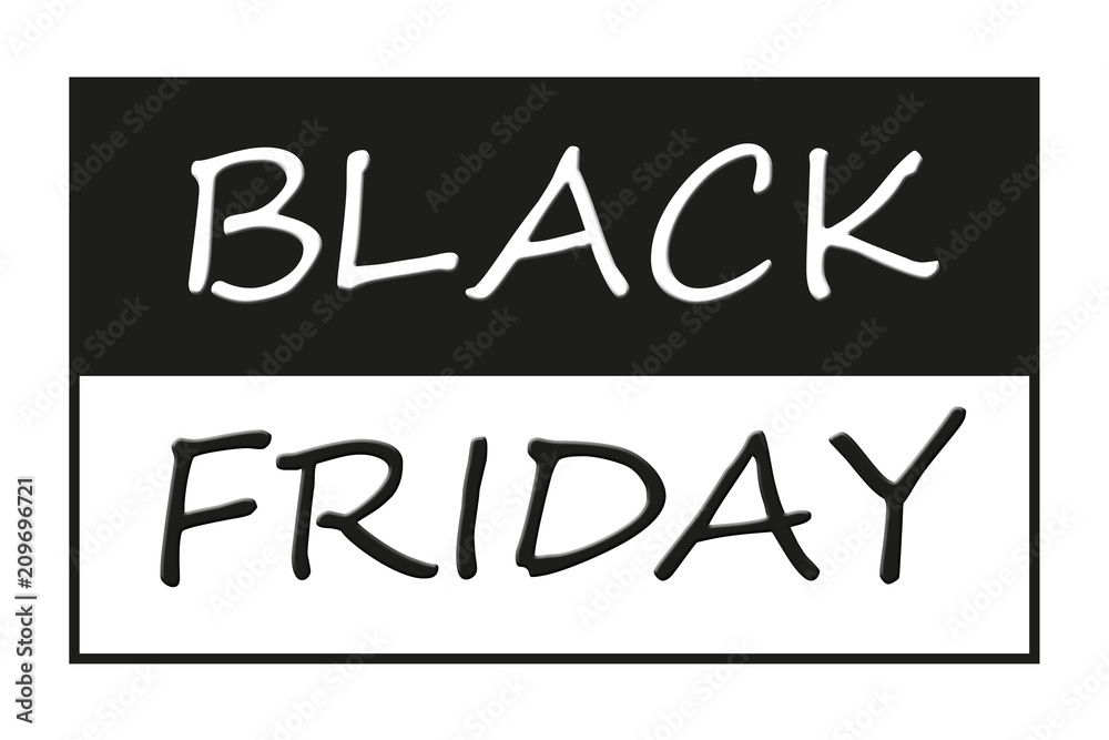 black and white label with text black friday
