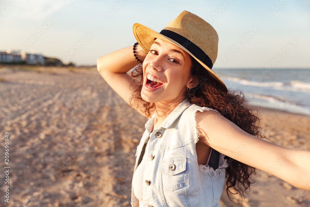 Cheerful young girl in summer clothes