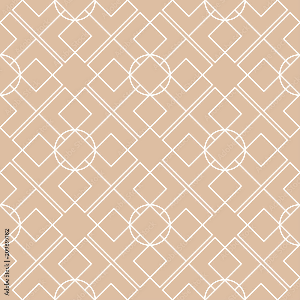 Beige geometric ornament. Seamless pattern
