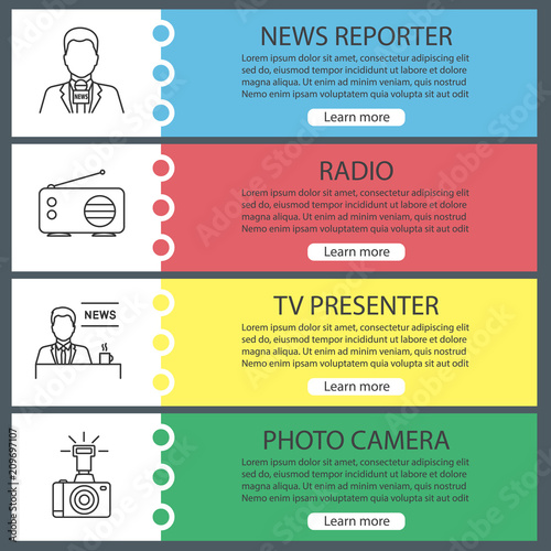 Mass media web banner templates set