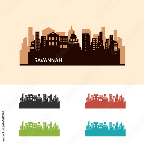 Savannah City Skyline Logo Template