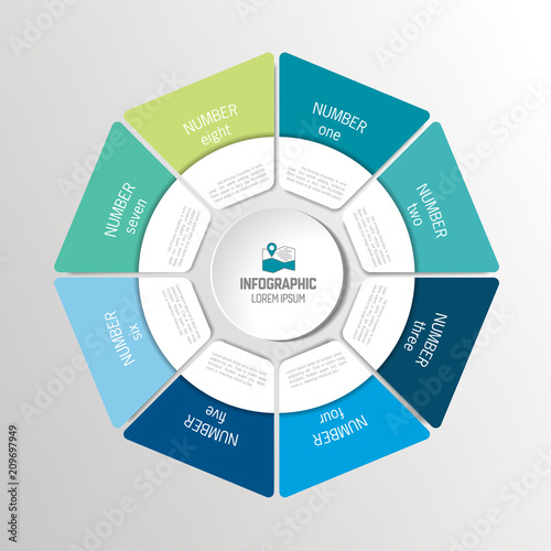 Circle, round infographic options, parts, steps. Vector scheme, chart.