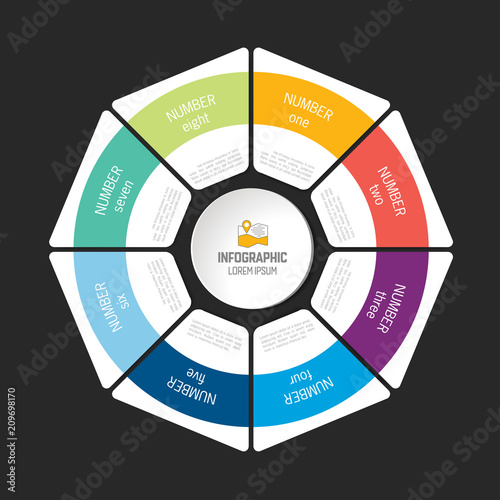 Circle, round infographic options, parts, steps. Vector scheme, chart.