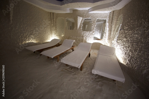 Salt room. Halotherapy for treatment of respiratory diseases. photo