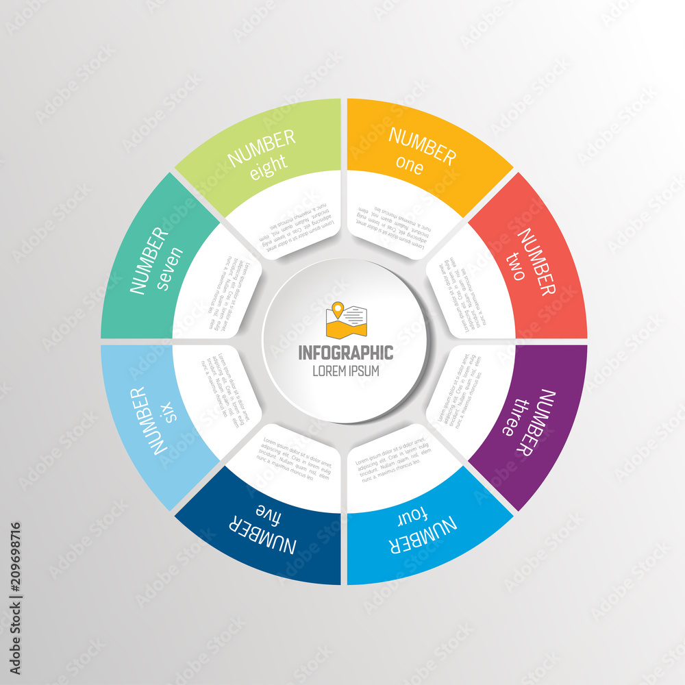 Circle, round infographic options, parts, steps. Vector scheme, chart ...