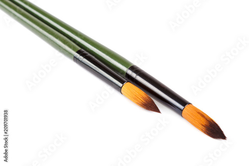 Artistic brushes isolated on a white background.
