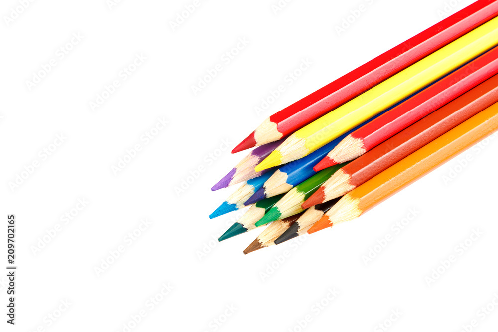 Colored pencils isolated on a white background. Colored pencils isolated on a white background.