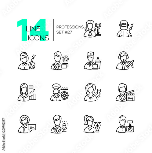 Professions - set of line design style icons