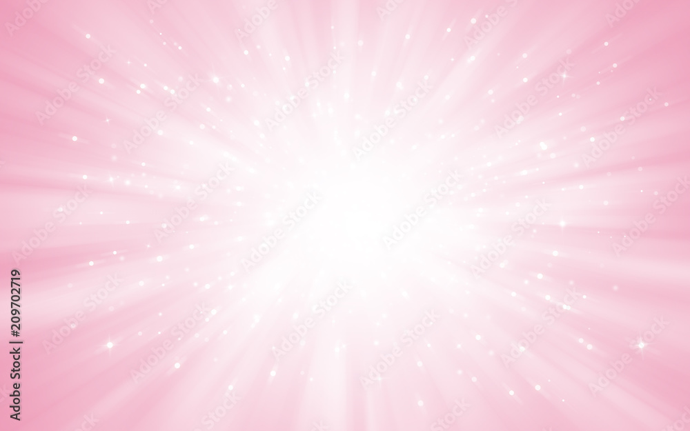 Fototapeta premium Różowy brokat błyszczy promienie światła bokeh Uroczysty Elegancki streszczenie tło.