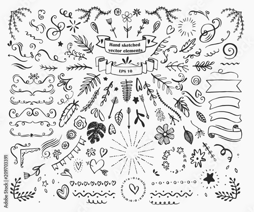 Big collection of hand drawn design elements