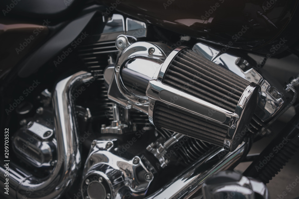 motorcycle closeup. engine.