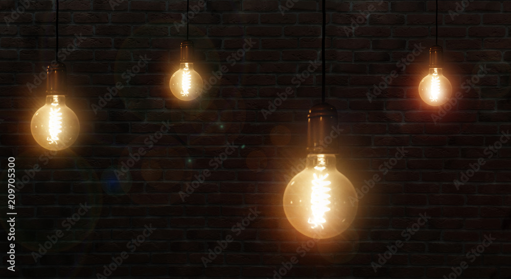 brick wall background with lamps, retro, dark background brick wall background with lamps, retro, dark background