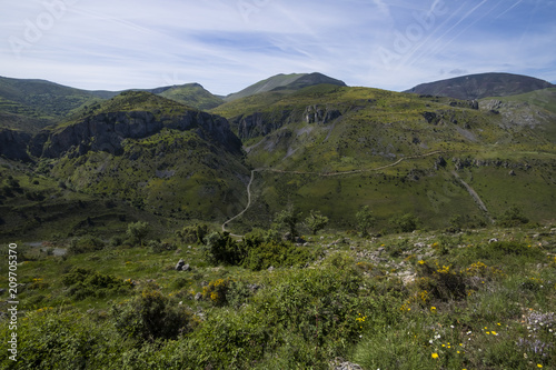 Panoramic landscape of Sierra de Cameros mountain range in La Rioja province, Spain photo