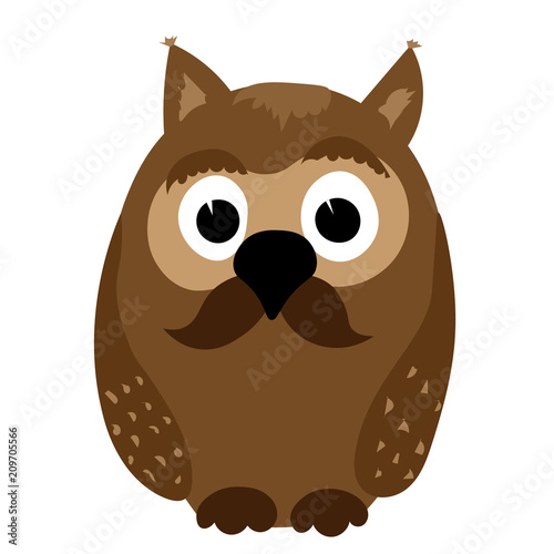 Moustached old owl grandfather in vector graphics